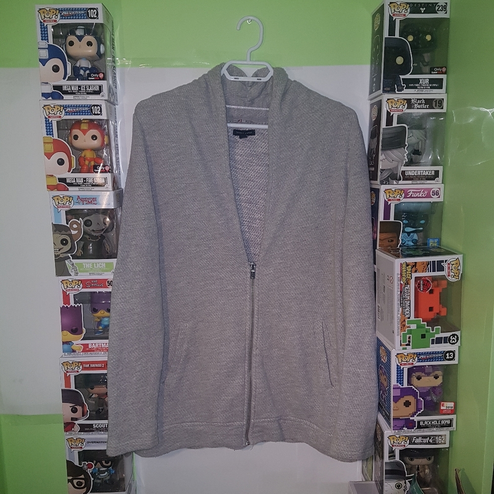 ☁️ TOMMY HILFIGER GREY LONG SLEEVE HALF ZIP UP FLEECE CARDIGAN - SIZE MEDIUM ☁️